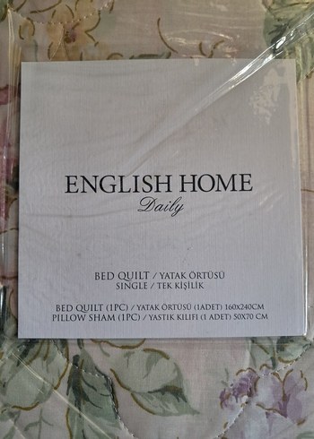 English Home Pastel Pembe Çiçek Desenli Tek Kişilik Yatak Örtüsü