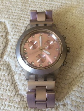 Swatch Çelik kasa metalik pembe saat