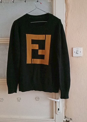 Siyah Baskılı Uzun Kollu Triko Kazak - Görsel 3