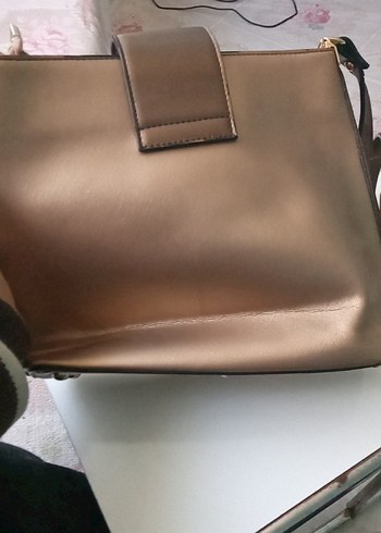 Bej Deri Kadın Çanta Tokalı - Görsel 2