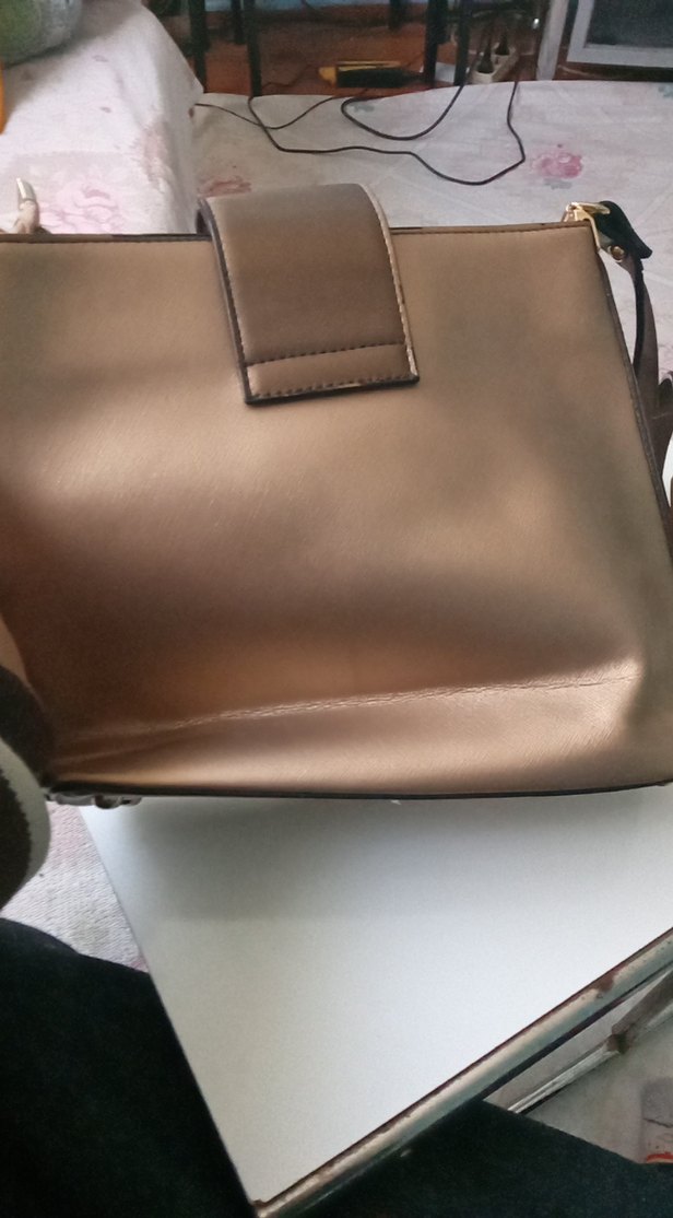 Bej Deri Kadın Çanta Tokalı - Görsel 2