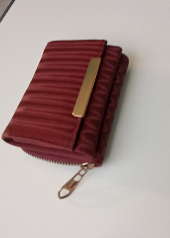 Bordo Piliseli Kadın Portföy Cüzdan - Görsel 3