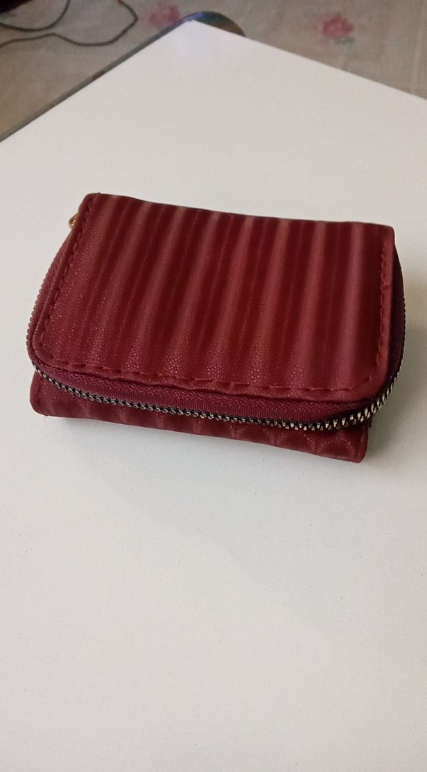Bordo Piliseli Kadın Portföy Cüzdan - Görsel 2