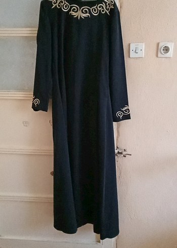 Siyah Nakışlı Uzun Kollu Kadın Elbise - Görsel 4