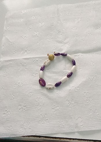 Mor Beyaz Boncuklu Bohem Bileklik - Görsel 2