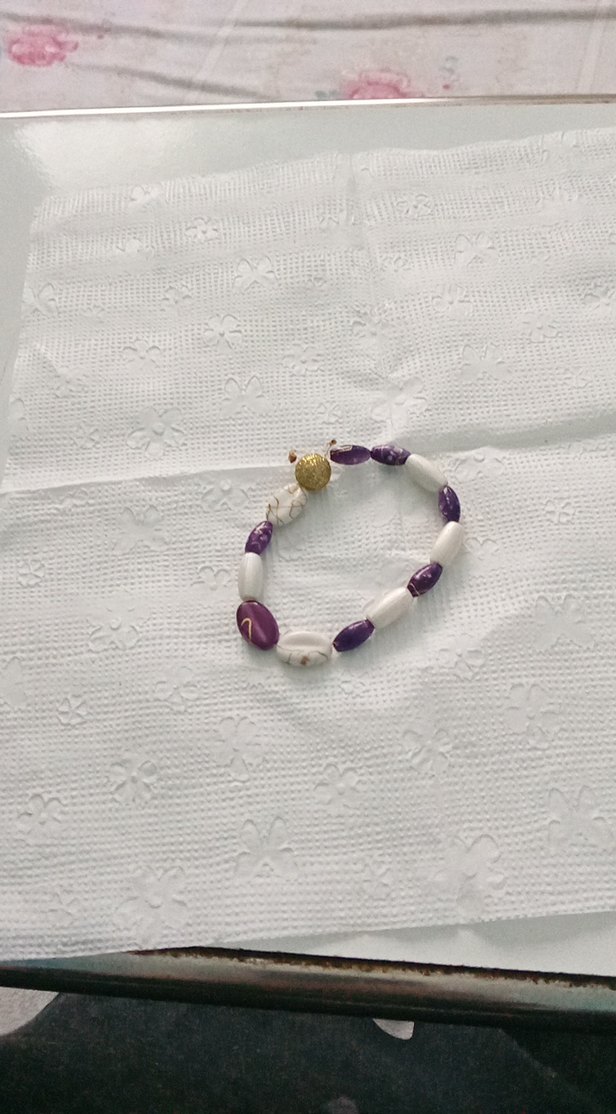 Mor Beyaz Boncuklu Bohem Bileklik - Görsel 2