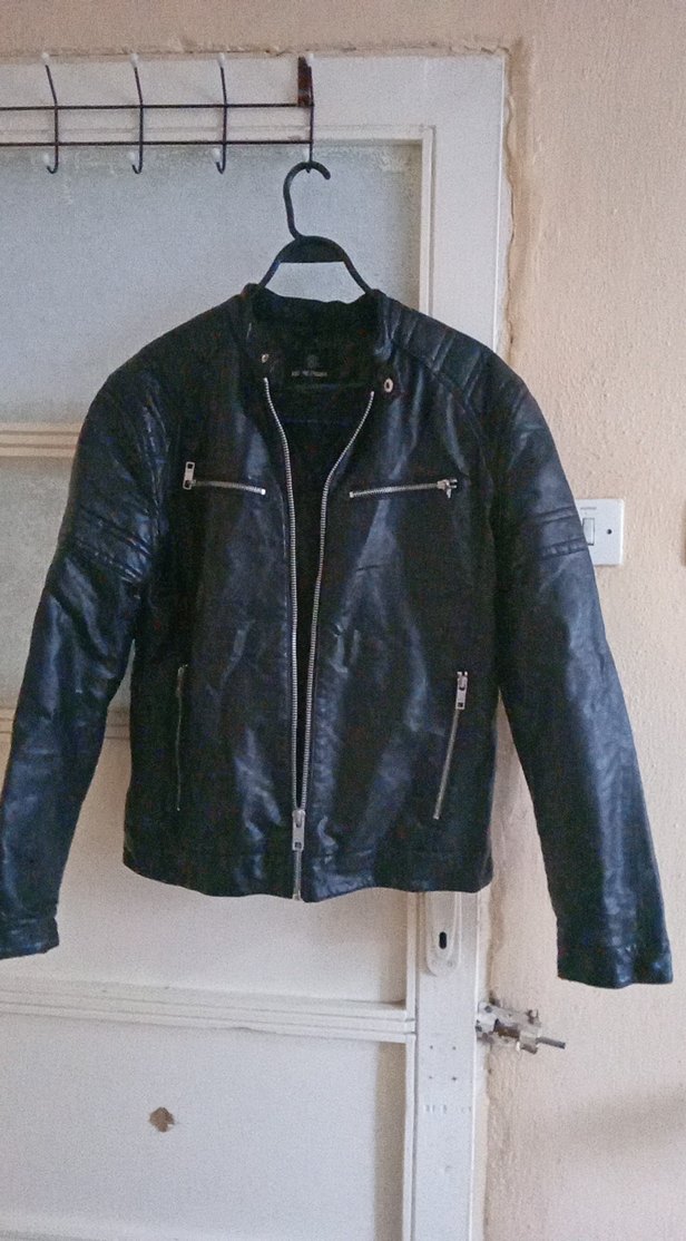 Siyah Deri Biker Ceket - Görsel 4