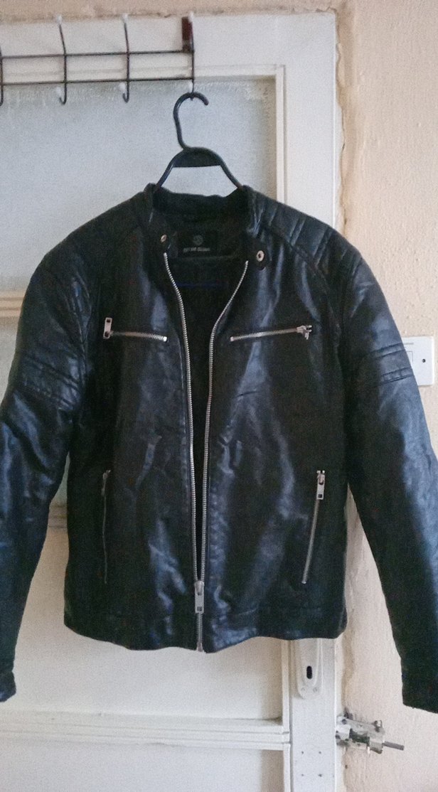 Siyah Deri Biker Ceket - Görsel 3