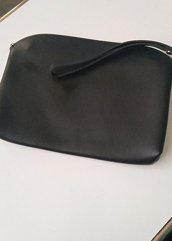 Siyah Deri Fermuarlı Kadın Clutch Çanta - Görsel 3