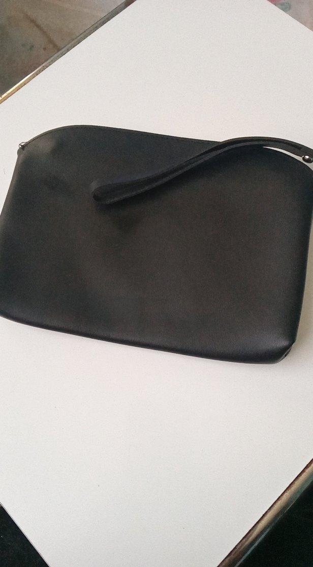 Siyah Deri Fermuarlı Kadın Clutch Çanta - Görsel 3