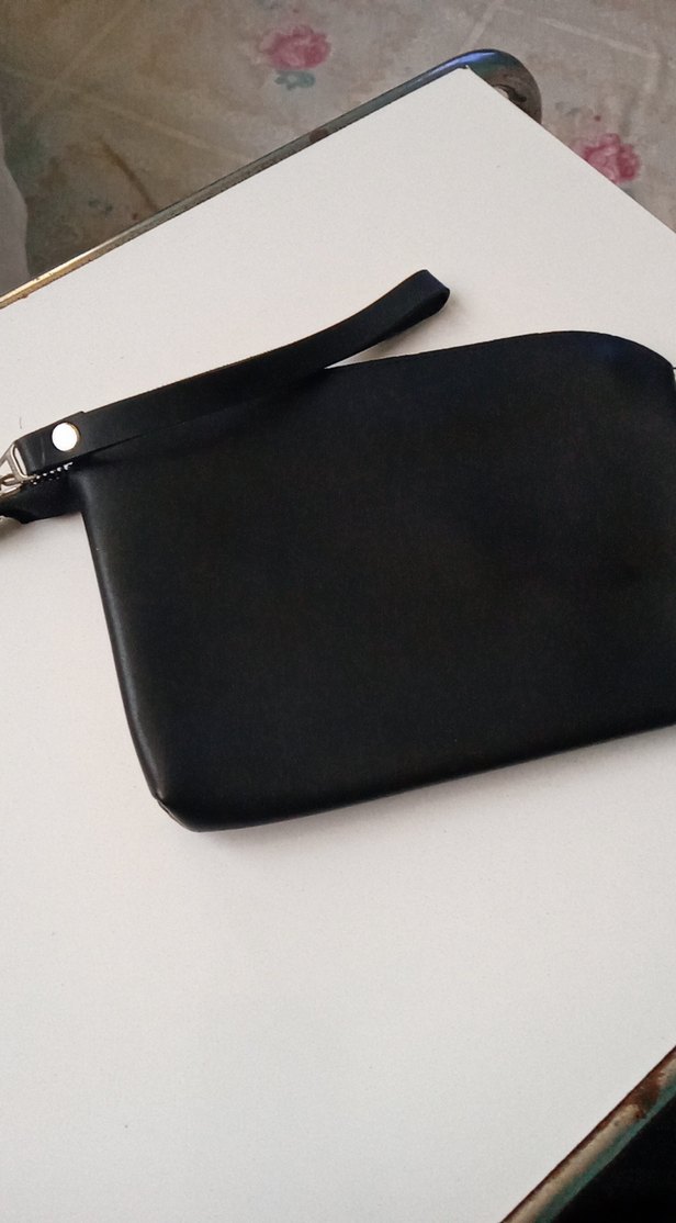 Siyah Deri Fermuarlı Kadın Clutch Çanta - Görsel 2