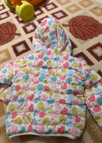 Kız Çocuk Kapüşonlu Renkli Mont - Görsel 3