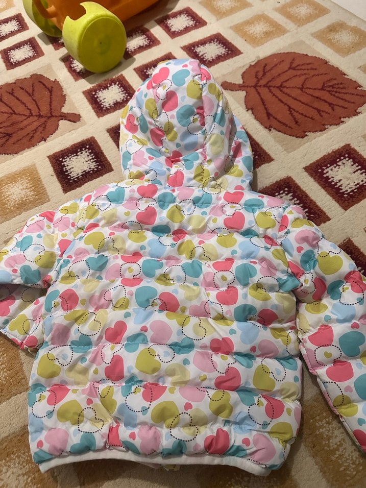 Kız Çocuk Kapüşonlu Renkli Mont - Görsel 3