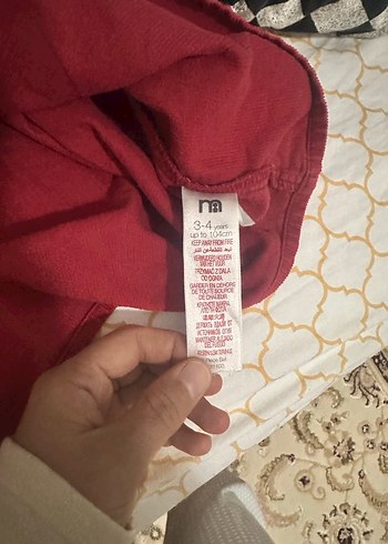 Kız Çocuk Kırmızı kadife Düğmeli Elbise - Görsel 3