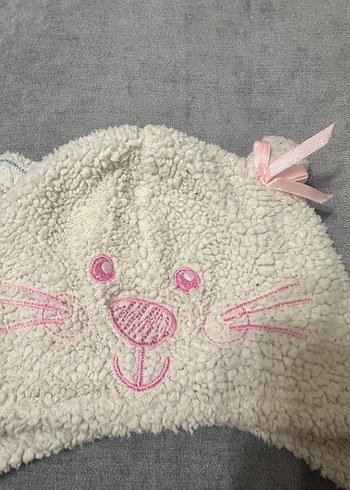 Nakışlı Peluş Çocuk Bere -beyaz - Görsel 3