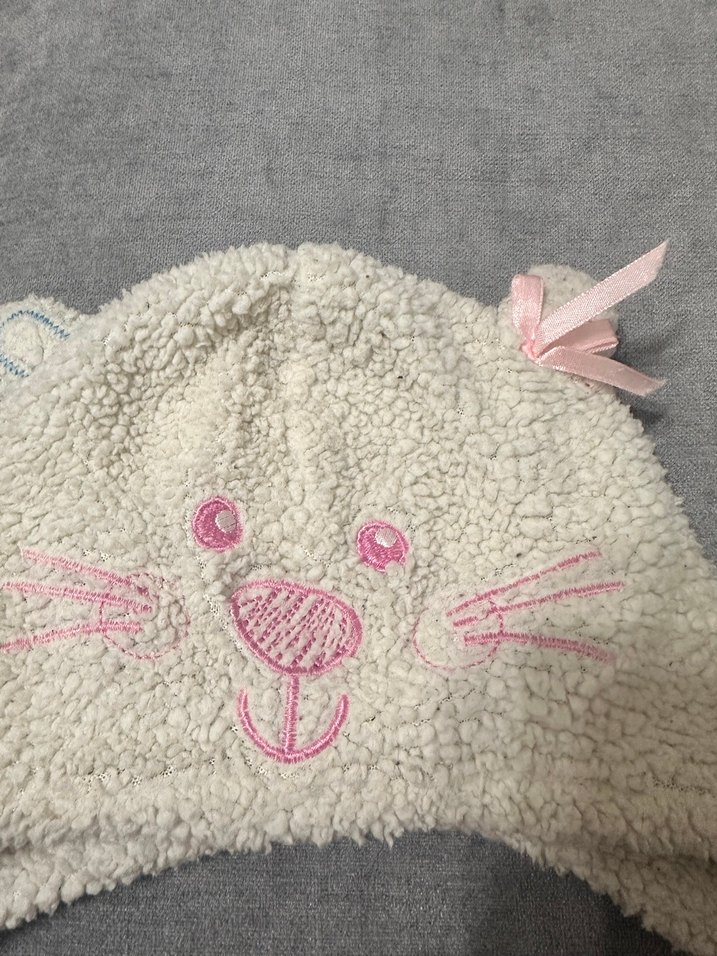 Nakışlı Peluş Çocuk Bere -beyaz - Görsel 3