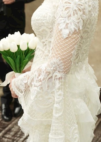 Kuyruklu gelinlik dış çekim elbisesi - Görsel 2