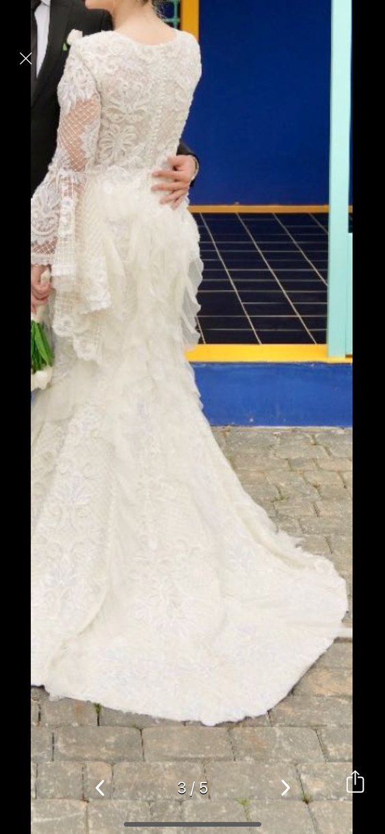 Kuyruklu gelinlik dış çekim elbisesi - Görsel 3