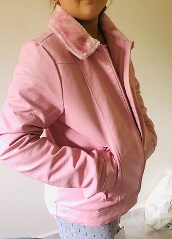 Lcw 13-14 yaş Pembe içi kürklü Deri Mont