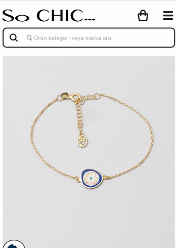 So chic 18 ayar sarı altın kaplama gümüş nazar bileklik