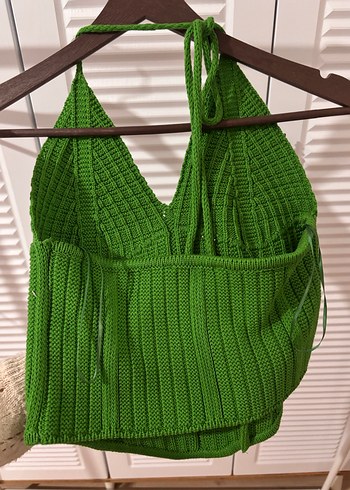 VATKALI Kadın Yeşil V Yaka Triko Süveter - Görsel 2