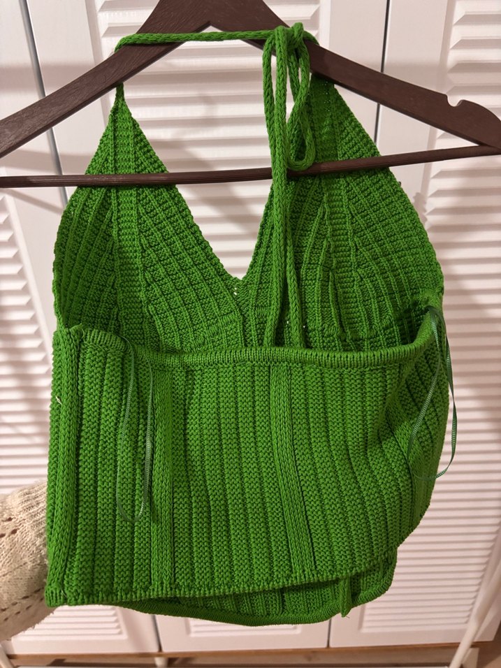 VATKALI Kadın Yeşil V Yaka Triko Süveter - Görsel 2