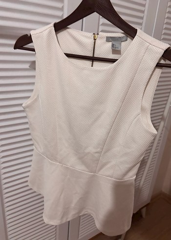 Beyaz Kolsuz V Yaka Midi Bluz - Görsel 2