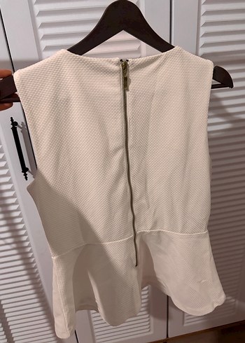 Beyaz Kolsuz V Yaka Midi Bluz - Görsel 3