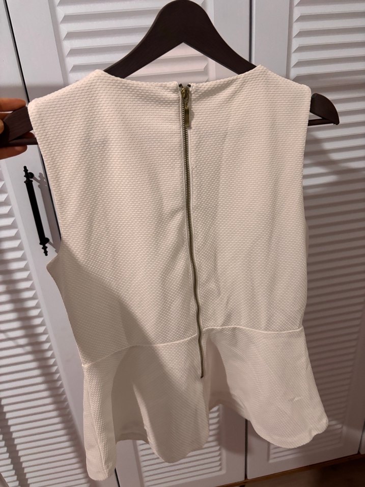 Beyaz Kolsuz V Yaka Midi Bluz - Görsel 3