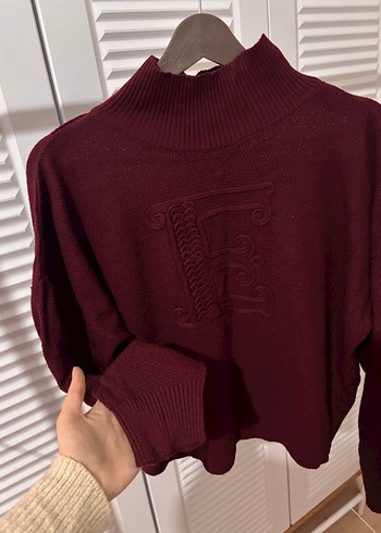 MİLLA Bordo Nakışlı Örgü Kadın Kazak - Görsel 2