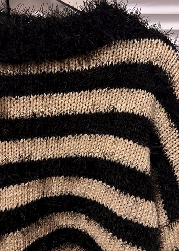 Çizgili Örgü Kadın Kazak - Görsel 4