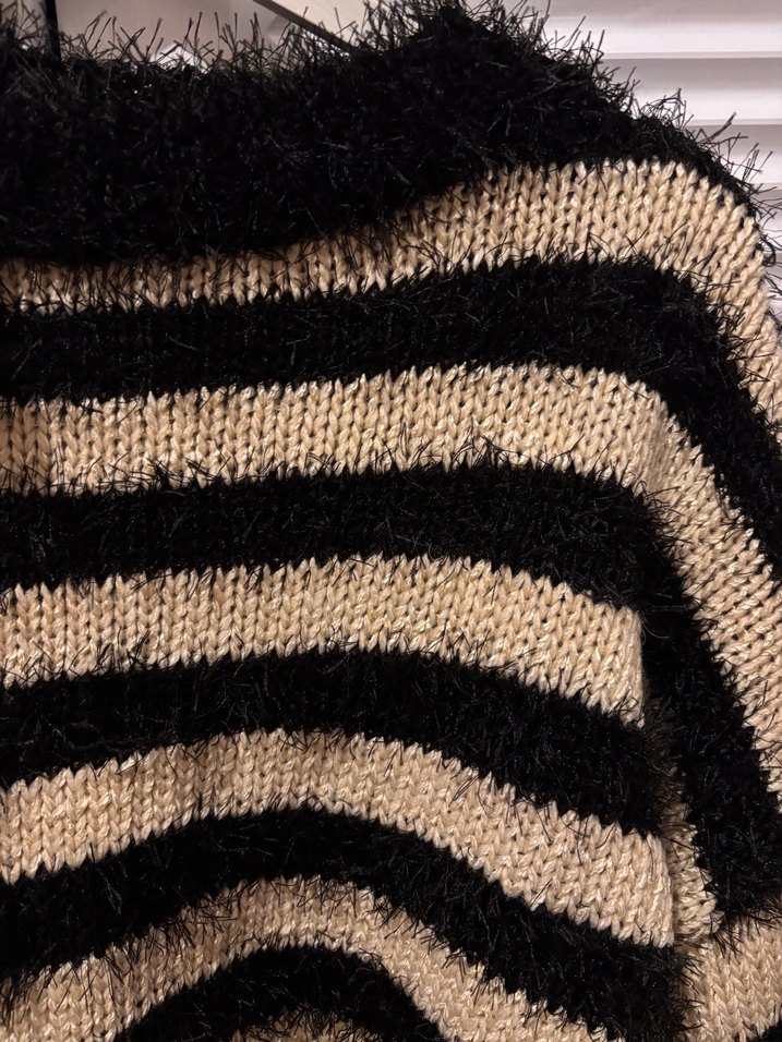 Çizgili Örgü Kadın Kazak - Görsel 4