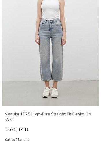 Manuka 1975 Yüksek Bel Gri Denim Pantolon