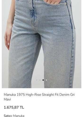 38 Beden Manuka 1975 Yüksek Bel Gri Denim Pantolon