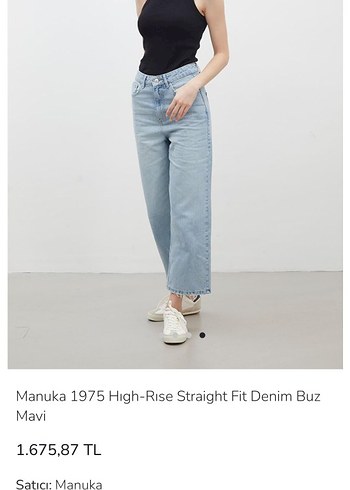 38 Beden mavi Renk Manuka 1975 Yüksek Bel Düz Kesim Denim Pantolon
