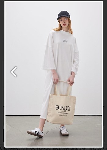 Beyaz Baskılı Salaş Sweatshirt elbise - Görsel 3