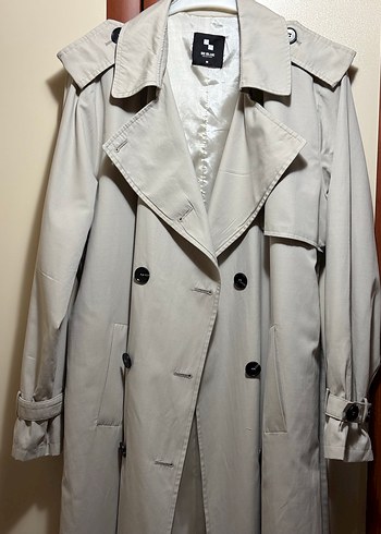 Gri Midi Trençkot, Kemerli, Regular Fit - Görsel 5