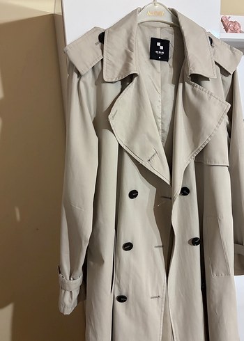 Gri Midi Trençkot, Kemerli, Regular Fit - Görsel 14