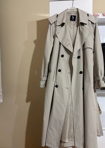 Gri Midi Trençkot, Kemerli, Regular Fit - Görsel 15