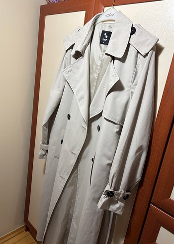 Gri Midi Trençkot, Kemerli, Regular Fit - Görsel 6