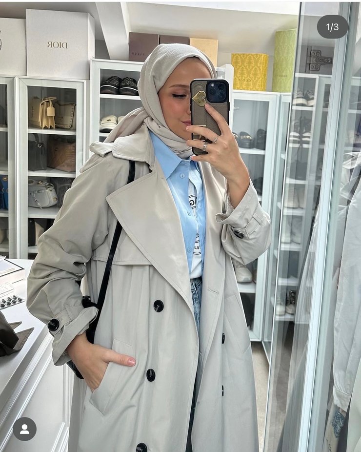 Gri Midi Trençkot, Kemerli, Regular Fit - Görsel 2