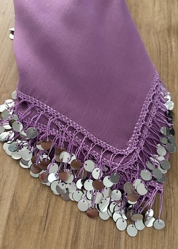 Püsküllü Parlak Mor Kadın Fuları - Görsel 2