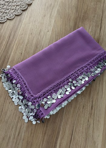 Püsküllü Parlak Mor Kadın Fuları - Görsel 5