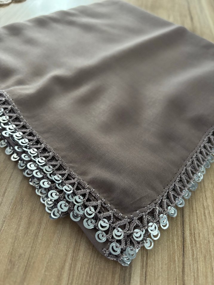 Dantel Detaylı vizon Bohem Kadın Fuları - Görsel 3