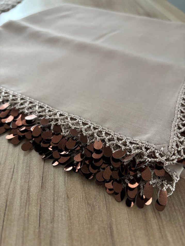 Bej Dantel Detaylı Kadın Fular - Görsel 4