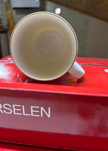 Beyaz Kabartmalı güral porselen Kupa - Görsel 4