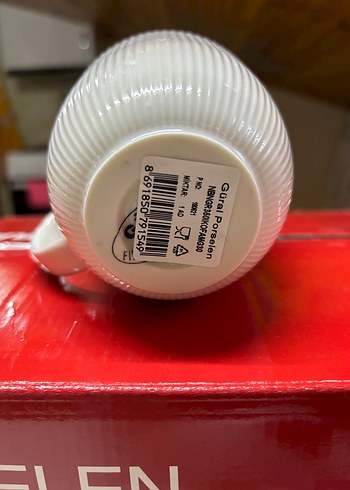 Beyaz Kabartmalı güral porselen Kupa - Görsel 5