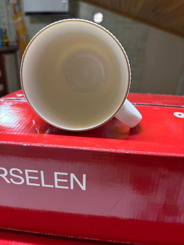 Beyaz Kabartmalı güral porselen Kupa - Görsel 4