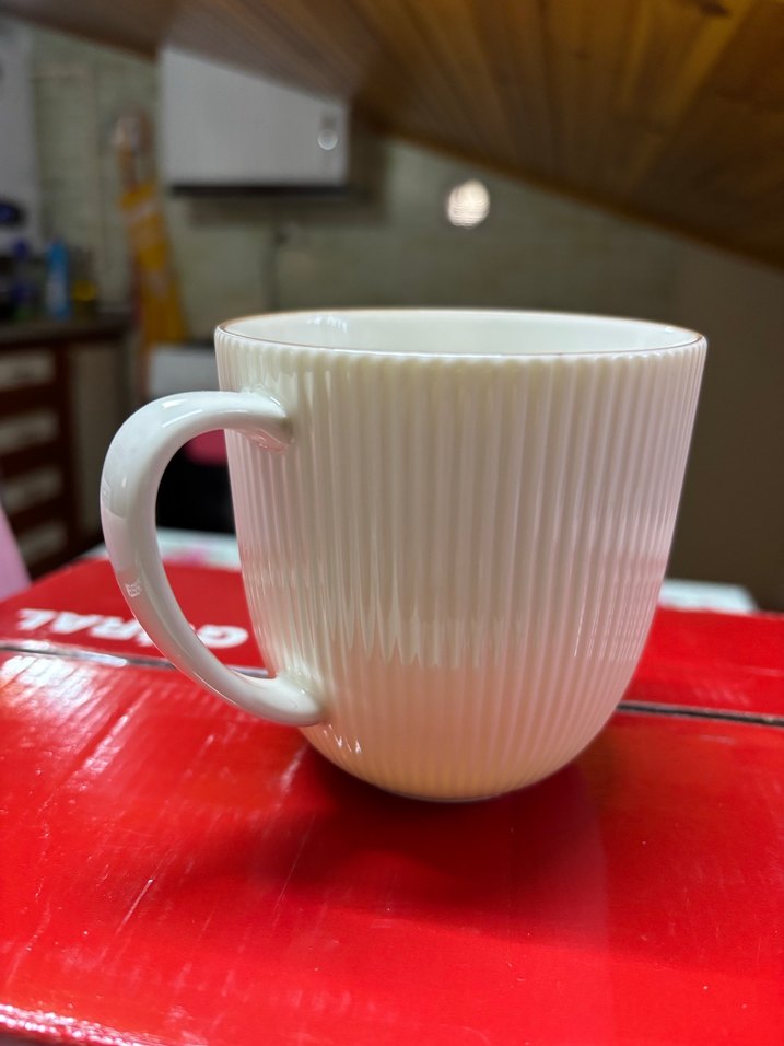 Beyaz Kabartmalı güral porselen Kupa - Görsel 2