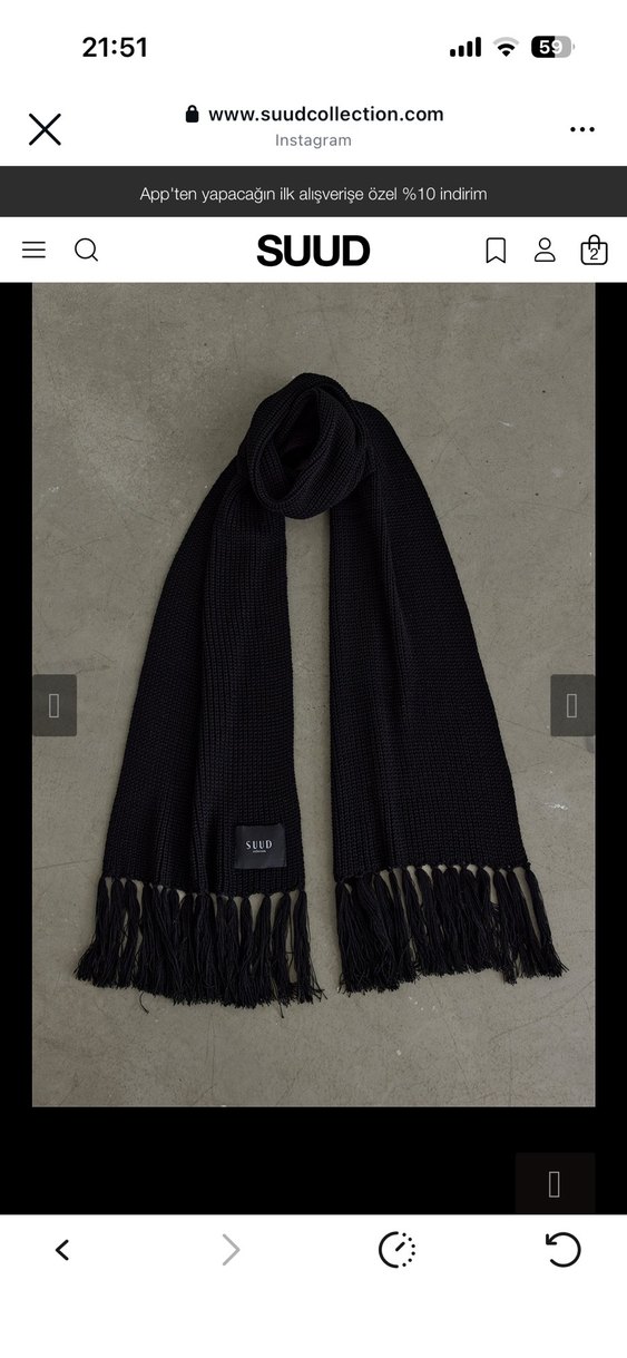 Kadın Siyah Örgü Yün Atkı - Görsel 2